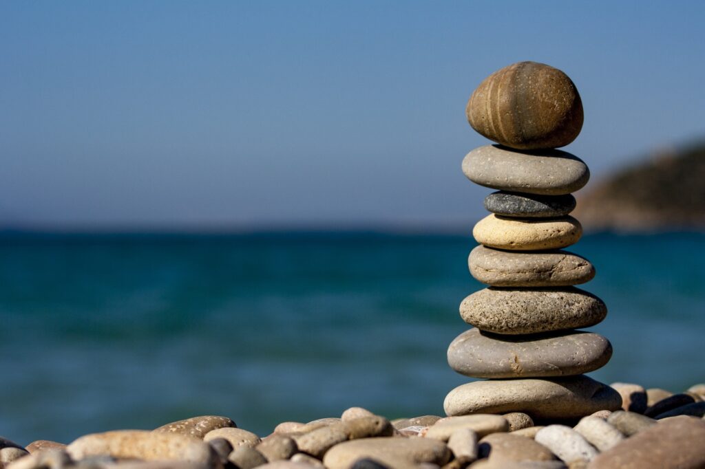 rocks balanced on one another